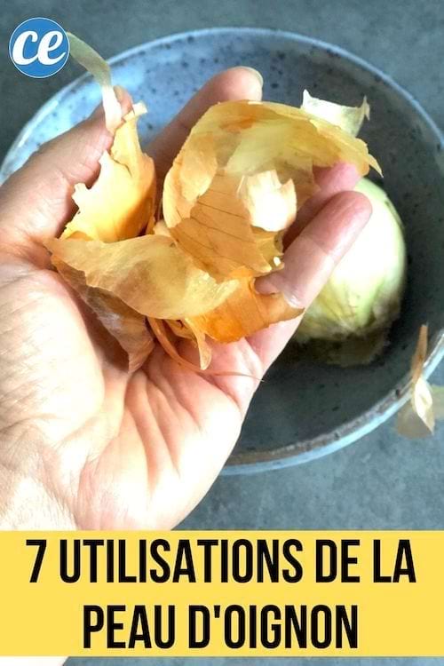 des épluchures d'oignons dans un bol en grès