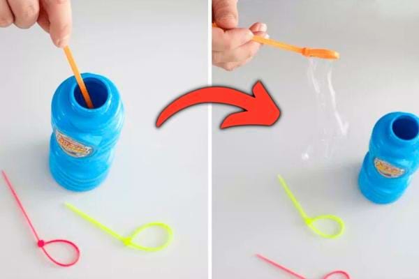 Un collier de serrage pour faire des bulles avec les enfants.