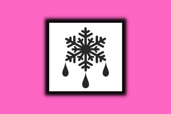 Flocon avec une goutte en dessous dans carré 