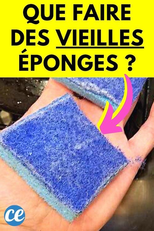 Des vieilles éponges bleues qui sont usées mais qu'il ne faut pas jeter car elles sont utiles