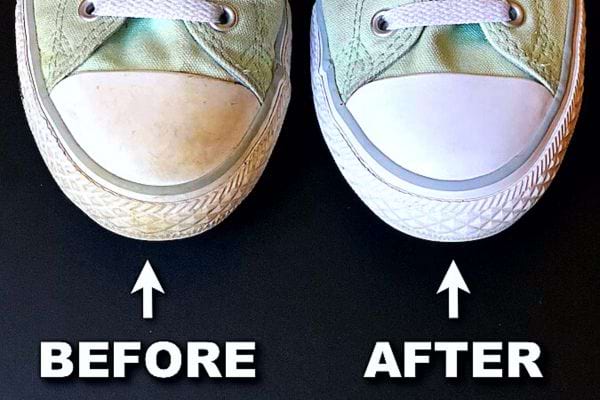 Une paire de Conserve couleur vert pastel sale et propre