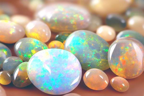 Plusieurs pierres qui sont des Opale