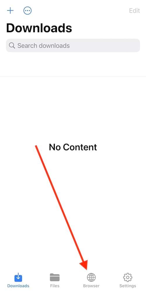 Menu de l'application Offline avec une flèche rouge vers le mot "browser"