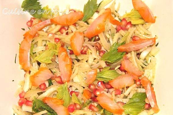 Une salade de fenouil, haddock et grenade