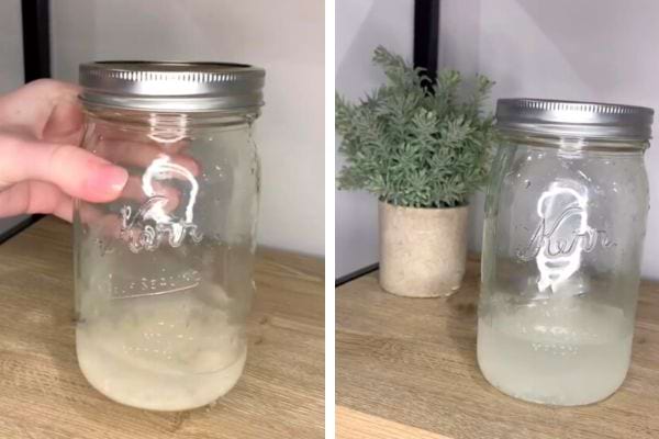 de l'eau de riz fermentée dans un bocal