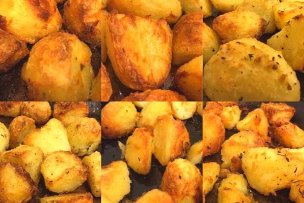 Plusieurs images découpées de pommes de terre