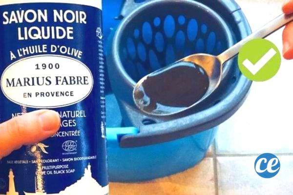 Du savon noir liquide Marius Fabre pour nettoyer les sols et le carrelage