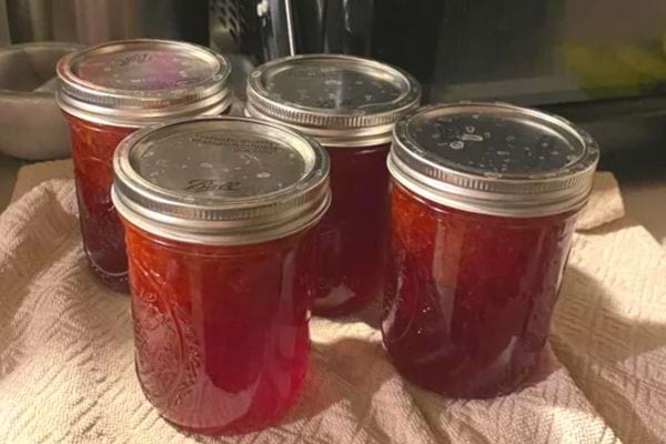 des pots de confiture sur un torchon
