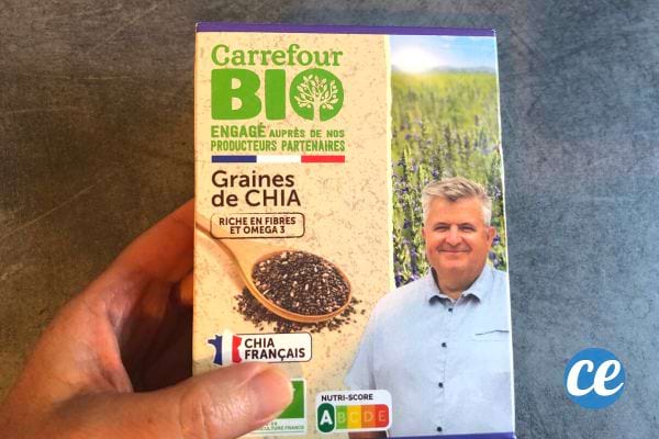 un paquet de graines de chia