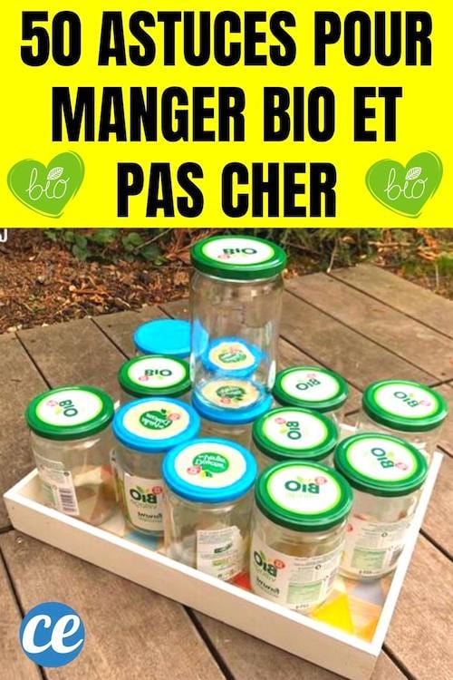 Des pots en verre bio vides qui ont été achetés pas cher 