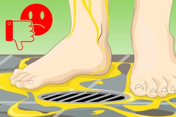 Un dessin de deux pieds d'une personne avec du pipi