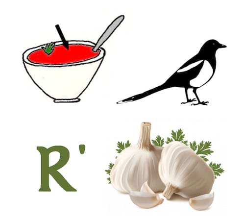 Plusieurs images de rébus qui veulent dire "Soupirail"