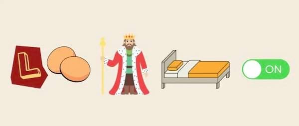 Plusieurs images de rébus qui veulent dire "Le roi lion"