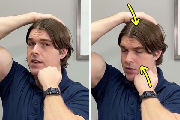 Une rétraction du cou sur un côté pour cibler la douleur des migraines.