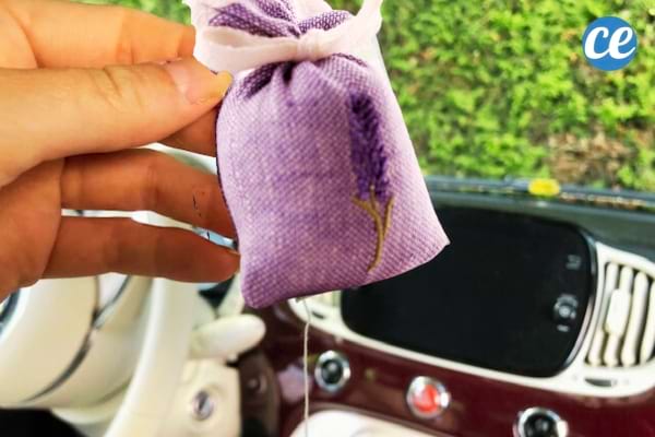 sachet de lavande violet dans une voiture