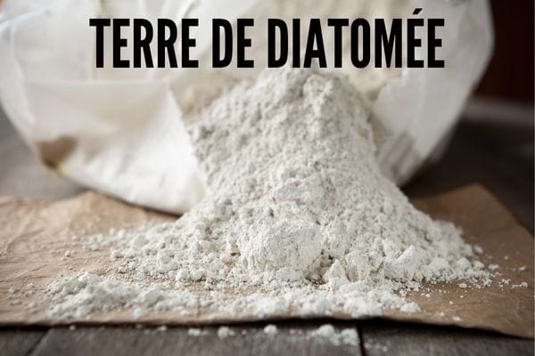 De la terre de diatom&eacute;e qui sort d'un sac blanc