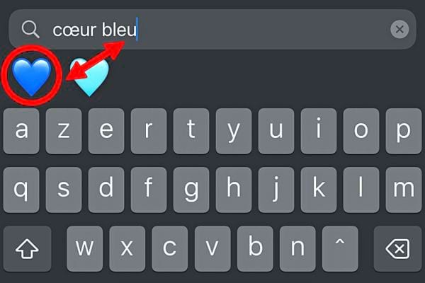 Recherche coeur bleu sur iPhone