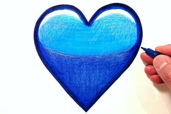 Un dessin d'un coeur bleu 