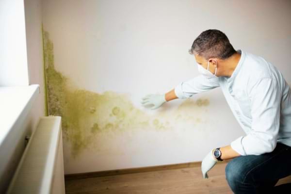 Un professionnel qui diagnostic des taches de moisissure