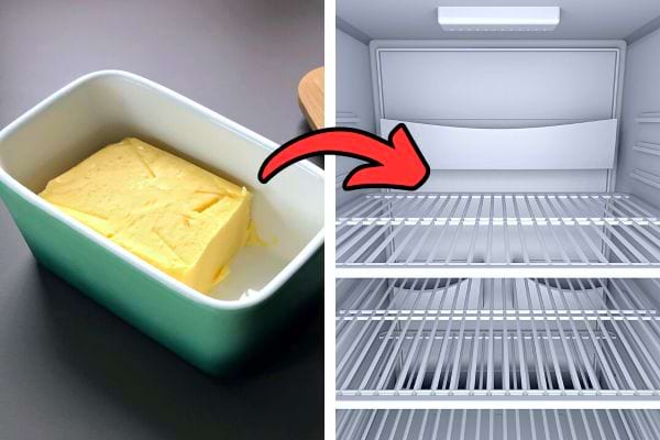 Du beurre avec l'intérieur d'un frigo en haut