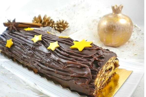 Une bûche de Noël au chocolat noir
