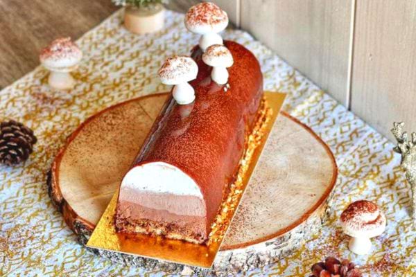 Une bûche aux trois chocolats
