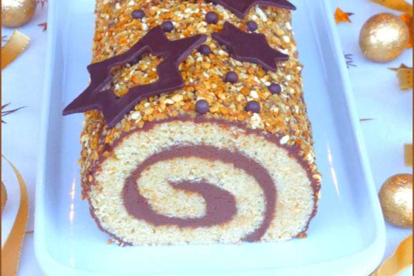 Une bûche de Noël végane au pralin