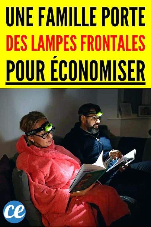 Une famille porte des lampes frontales pour économiser
