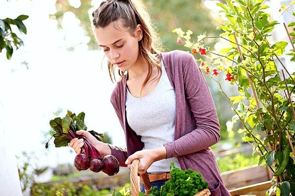 Une femme qui cultive des légumes 