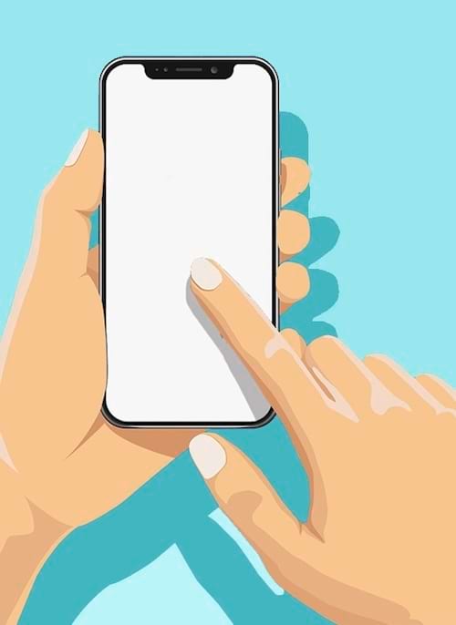 Tenir son téléphone à une main avec l'index sur l'écran
