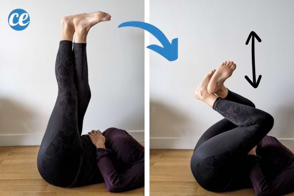 Une femme qui croise ses jambes en l'air