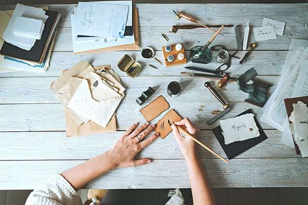 Une personne qui fait de la calligraphie