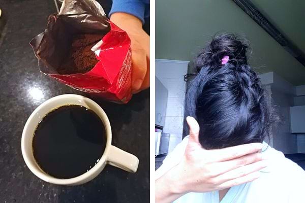 Du café avec des cheveux noirs 