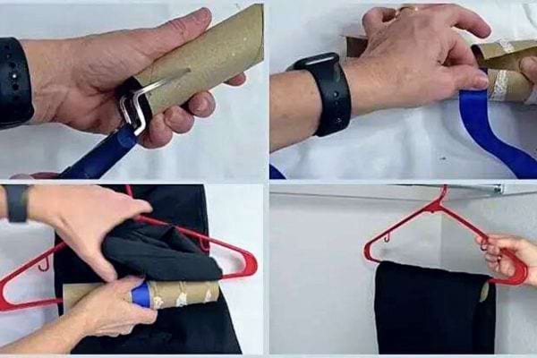 Cintre rembourré avec un rouleau de sopalin, idéal pour maintenir la forme des vestes ou des manteaux.