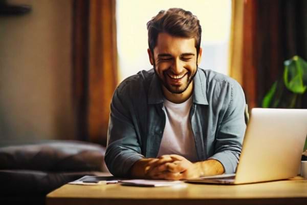 Un homme content qui arrive à mettre de l'argent de côté