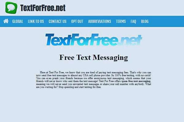 Site de TextForFree.net pour envoyer des SMS gratuits.