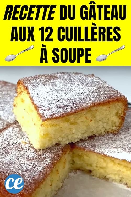 La recette du gâteau des 12 cuillères coupé en tranche sur une assiette