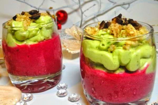 Deux Verrines express à la betterave, à l'avocat et au Boursin