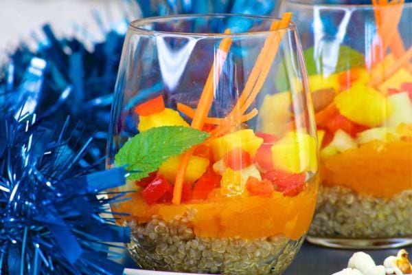 Deux Verrines vegan au quinoa et à la crème de courge