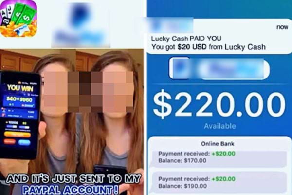 Deux utilisatrices tenant un téléphone avec une application de gain d'argent, flou sur les visages pour l'anonymat.