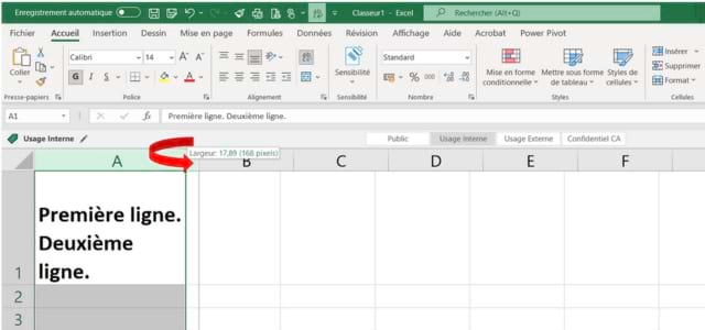 comment fixer la largeur d'une colonne excel
