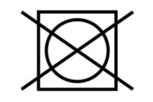 Croix sur le cercle dans un carré: Ne pas sécher au sèche-linge.