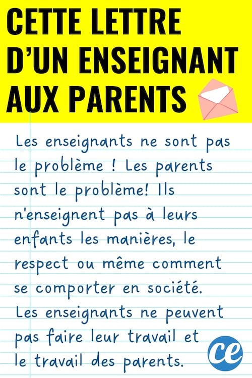 Une lettre écrite pour une enseignante pour les parents sur l'éducation