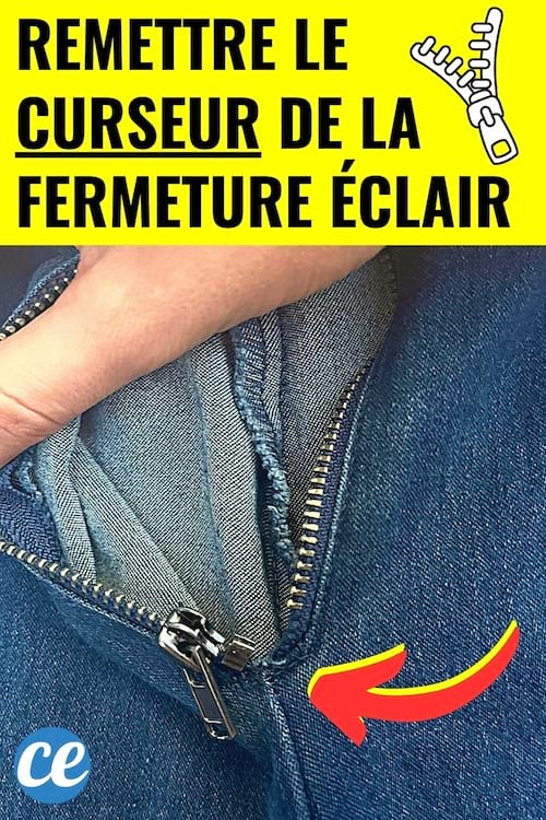 Le curseur d'une fermeture éclair qui doit être remis car il est ouvert