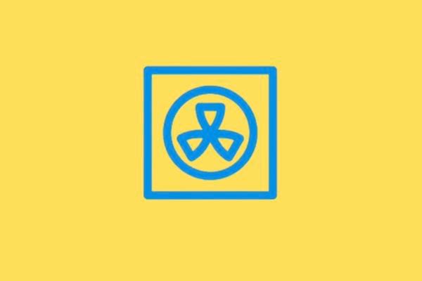 Icône ventilateur entouré par arcs, pour chaleur tournante.