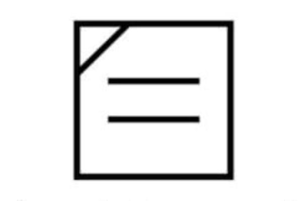 Deux traits horizontaux dans un carré avec une barre en diagonale: Séchage à plat à l'abri du soleil.