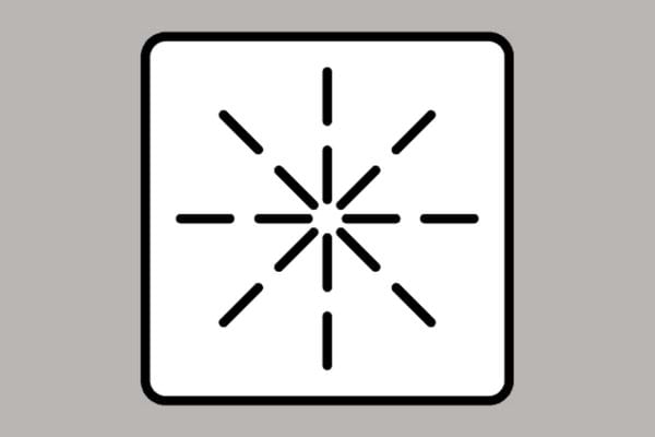 Symbole d'indicateur de liquide de rinçage.