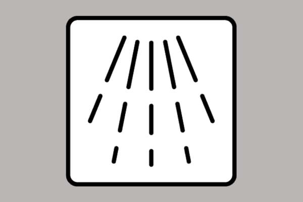 Symbole de fonction de rinçage et prélavage.