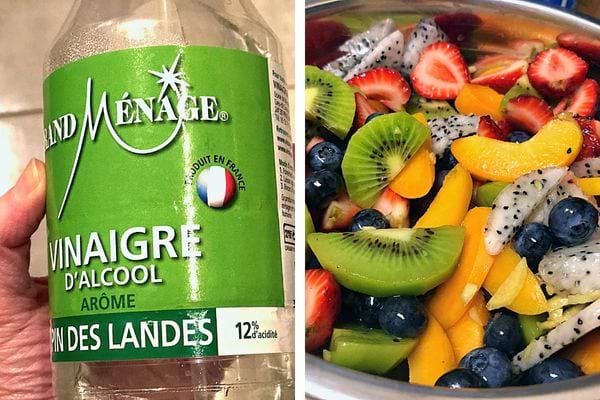 Vinaigre blanc utilisé pour préserver des fruits frais.