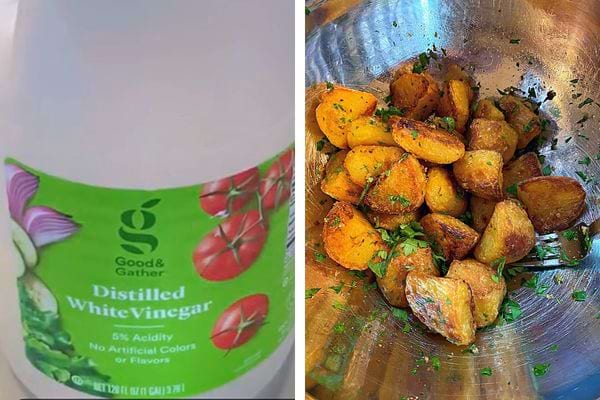 Vinaigre blanc incorporé dans de la mayonnaise maison.